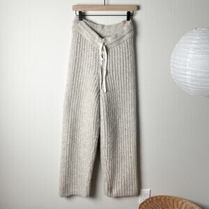 lunya chunky wool crop wide leg knit sweatpants pants serene gray